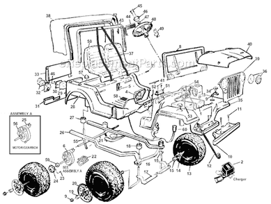 Page A Diagram and Parts List for 74560-9993 After 03-04-96 Power Wheels Ride-On Cars